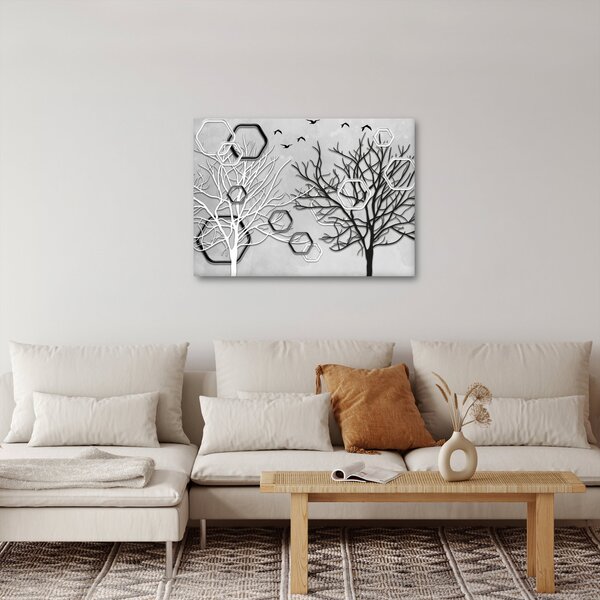 Abstraktní obraz se stromy (70x50 cm)