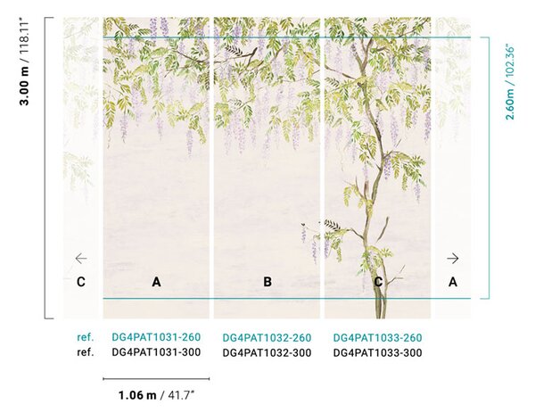 Vliesová fototapeta na zeď, květiny, stromy, Vistárie, DG4PAT1033-260, Wall Designs IV, Khroma by Masureel
