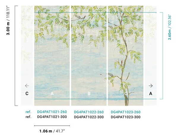 Vliesová fototapeta na zeď, květiny, stromy, Vistárie, DG4PAT1022-260, Wall Designs IV, Khroma by Masureel