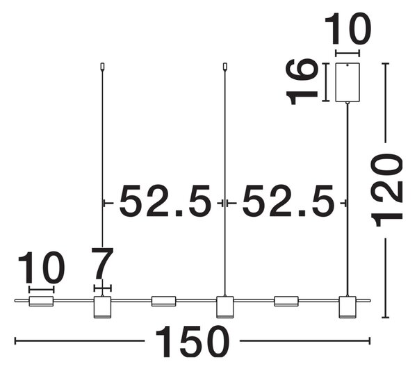 Nova Luce Černé kovové závěsné LED světlo Riaz 150 cm