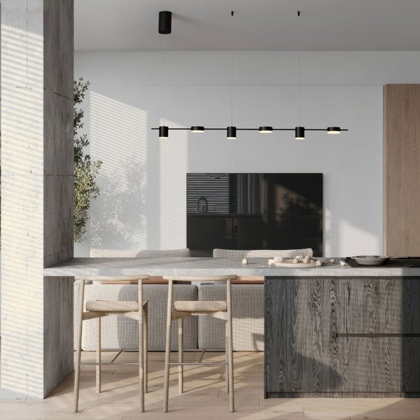 Nova Luce Černé kovové závěsné LED světlo Riaz 150 cm