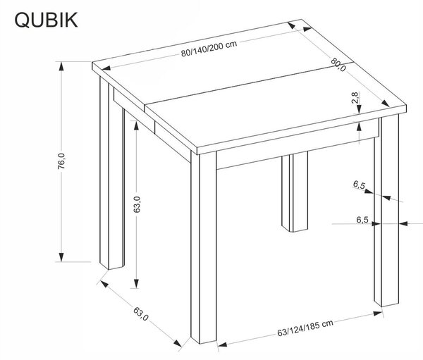 HALMAR Rozkládací jídelní stůl Qubik 80/200 cm dub artisan/černý