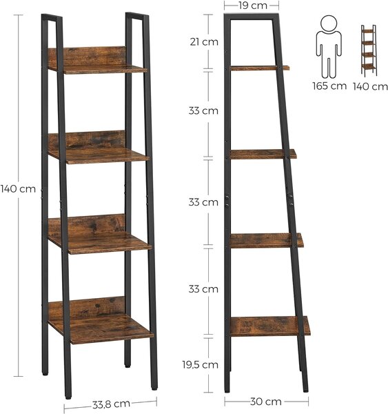 SONGMICS Regál Vasagle LUDGE 4 patra hnědý/černý