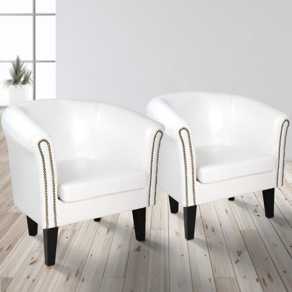 MIADOMODO Sada křesel Chesterfield, 58 x 71 x 70 cm, bílá