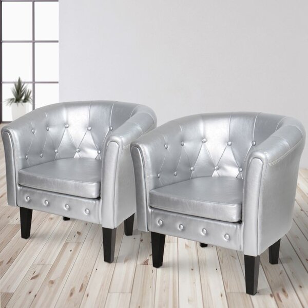 MIADOMODO Sada křesel Chesterfield, 58x71x70 cm, stříbrná