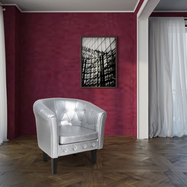 MIADOMODO Sada křesel Chesterfield, 58x71x70 cm, stříbrná