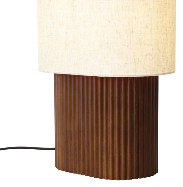 Japandi stojací lampa z ořechového dřeva s látkovým stínidlem 70cm - Lamel