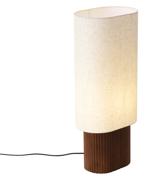 Japandi stojací lampa z ořechového dřeva s látkovým stínidlem 70cm - Lamel