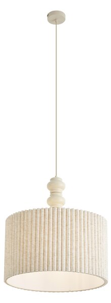 Závěsné svítidlo Japandi béžové s lněným stínidlem 50 cm - Fedde