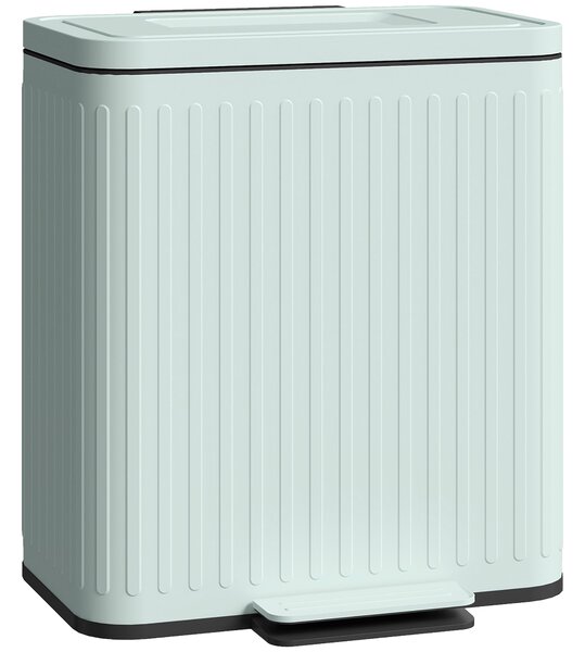 HOMCOM 40 l dvoukomorový pedálový odpadkový koš — 2 × 20 l, tlumené dovírání, držení víka, vyjímatelné vložky — Aosom