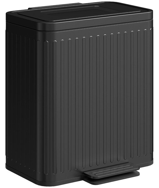 HOMCOM 2×20 l nožní odpadkový koš — 40 l dvoukomorový třídicí koš, tlumené dovírání, zajištění otevření, vyjímatelné vložky, černý, 45,5 × 36,5 × 51 c