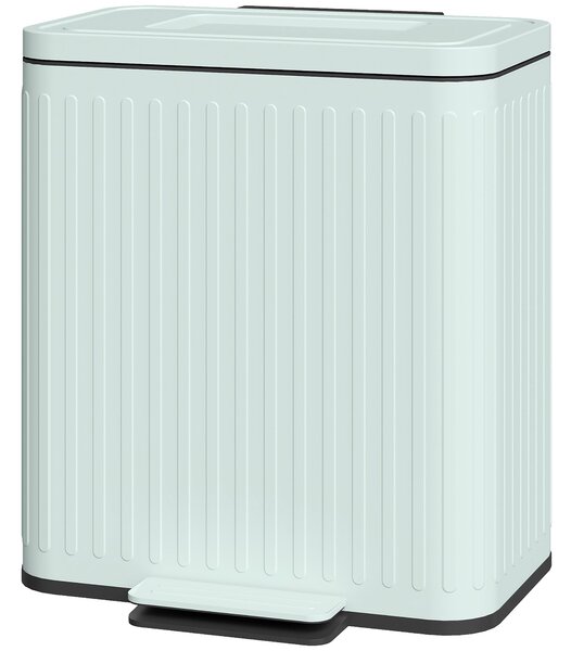HOMCOM 40 l dvoukomorový pedálový odpadkový koš — 2 × 20 l, tlumené dovírání, držení víka, vyjímatelné vložky — Aosom