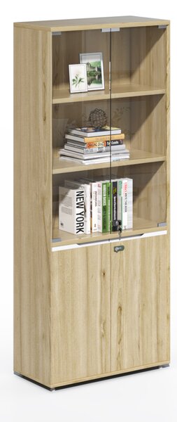 Vysoká kancelářská skříň Houseland Profit Pro 02 dub přírodní