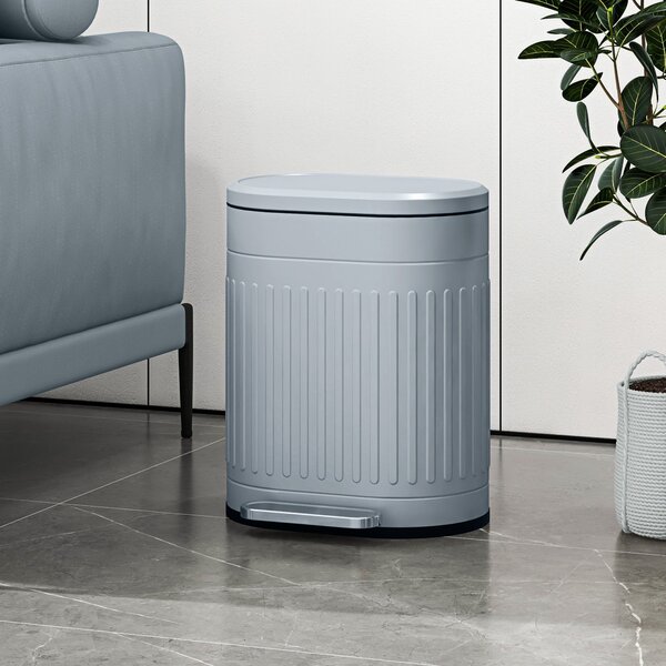 HOMCOM 20 l odpadkový koš s víkem a pedálem, vyjímatelný vnitřní kbelík, tlumené dovírání, šedý (36,5 × 31,2 × 45 cm) | Aosom
