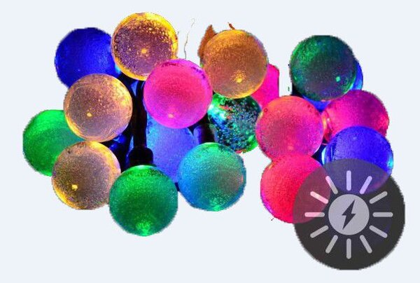 Solární světelný řetěz 20 LED, barevné, blikající funkce