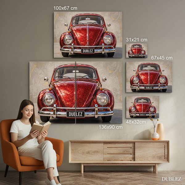 DUBLEZ | Dřevěný retro obraz auta - VW Beetle • 1967 | UV tisk, Premium