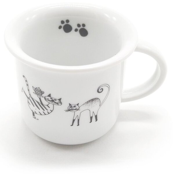 Porcelánový moka hrnek Srdeční záležitost Kočičí páreček, bílý, český design, perokresba, 100 m