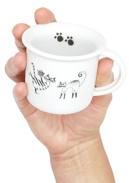Porcelánový moka hrnek Srdeční záležitost Kočičí páreček, bílý, český design, perokresba, 100 m