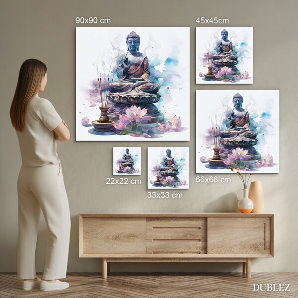 DUBLEZ | Akvarelový obraz - Buddha (UV tisk) | UV tisk, Premium