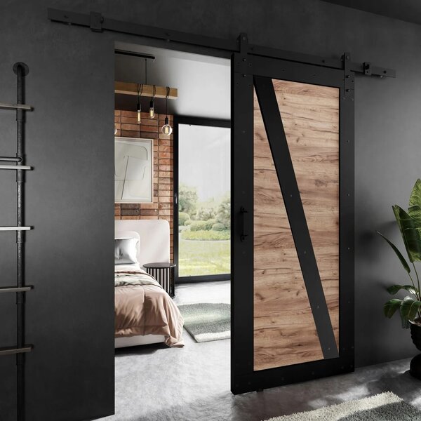 Posuvné dveře LOFT ADIO 4 černý + dub Craft zlatý 60