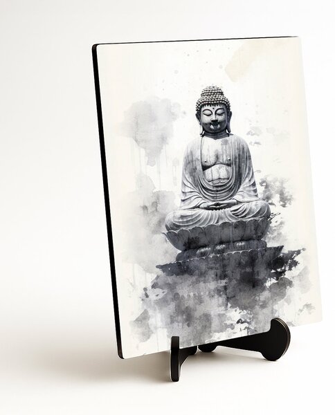 DUBLEZ | Černobílý obraz - Buddha | UV tisk, Premium