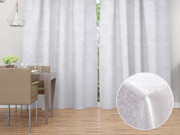Biante Dekorační závěs Monako PM-122 Zámecký vzor bílý - šířka 140 cm 140x140 cm