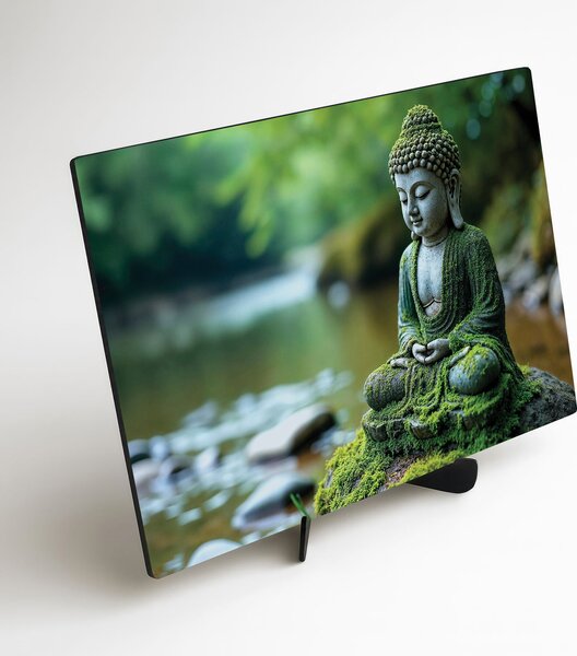 DUBLEZ | Nástěnný obraz - Kamenný Buddha v lese | UV tisk, Premium