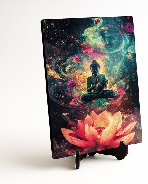 DUBLEZ | Meditační obraz Buddhy - Zářivý lotos | UV tisk, Premium