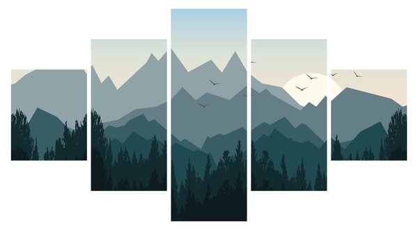 Obraz - Hory pohledem grafika (125x70 cm)
