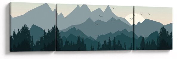Obraz - Hory pohledem grafika (170x50 cm)