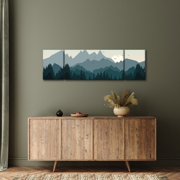 Obraz - Hory pohledem grafika (170x50 cm)