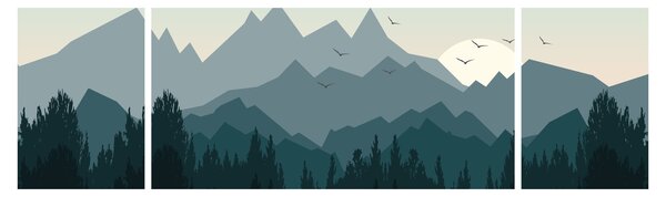 Obraz - Hory pohledem grafika (170x50 cm)