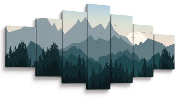 Obraz - Hory pohledem grafika (210x100 cm)