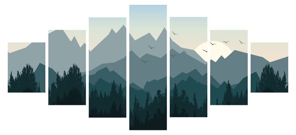 Obraz - Hory pohledem grafika (210x100 cm)