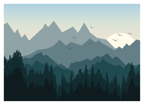 Obraz - Hory pohledem grafika (70x50 cm)