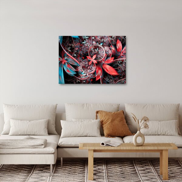 Abstraktní obraz exotických květů (70x50 cm)