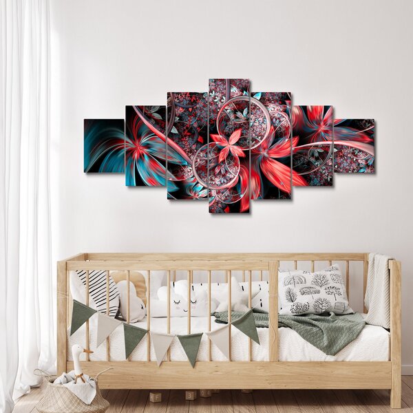 Abstraktní obraz exotických květů (210x100 cm)