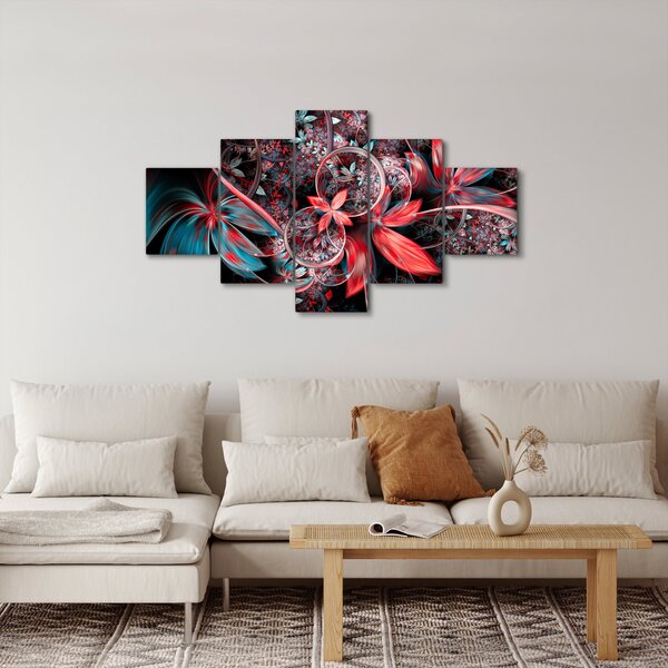 Abstraktní obraz exotických květů (125x70 cm)