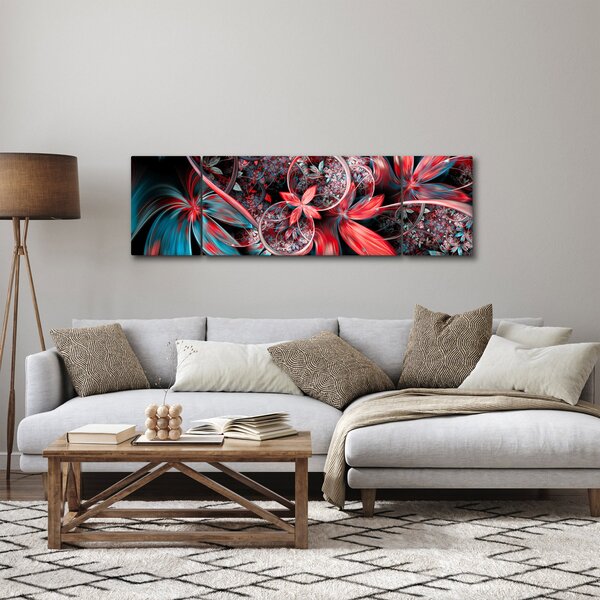 Abstraktní obraz exotických květů (170x50 cm)