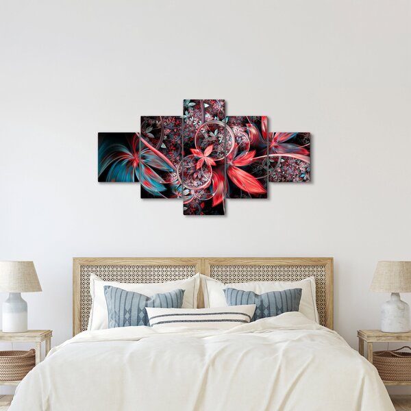 Abstraktní obraz exotických květů (125x70 cm)