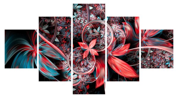 Abstraktní obraz exotických květů (125x70 cm)