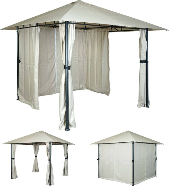 Pergola HWC-J63 se stechou a boní stnou 3x3m - krémová