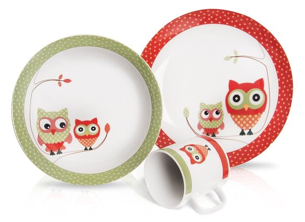 3dílný dětský porcelánový jídelní set Orion Owl