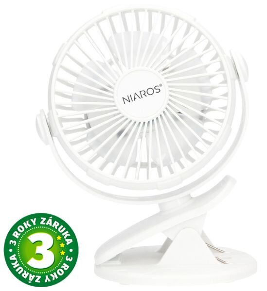 Malý USB ventilátor Fune s klipem i samostojný, nabíjecí, 3W, 2 rychlosti, 3 roky záruka