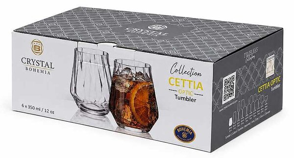 Crystal Bohemia Cettia optic sklenice 350 ml 6 ks