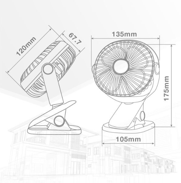Malý USB ventilátor Fune s klipem i samostojný, nabíjecí, 3W, 2 rychlosti, 3 roky záruka