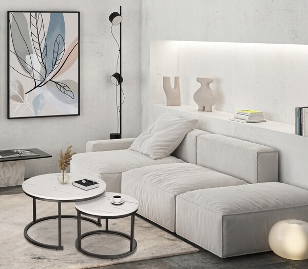 SADA DVOU KONFERENČNÍCH STOLKŮ LOFT GALEN BÍLÝ MRAMOR