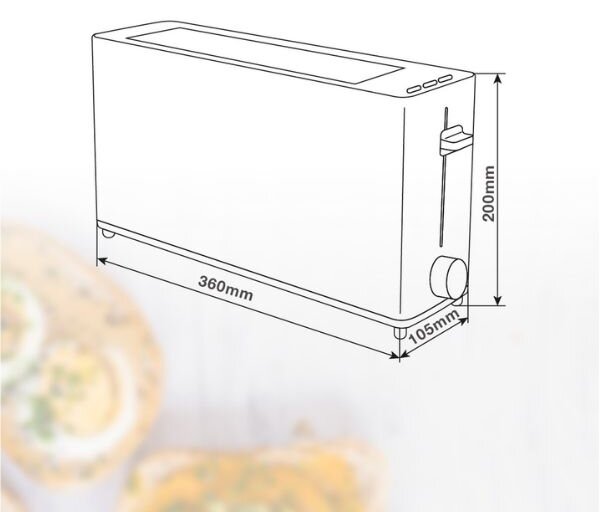Velký topinkovač na 2 toasty Fletcher 900W funkce přihřátí a rozmrazení bílý 3 roky zár