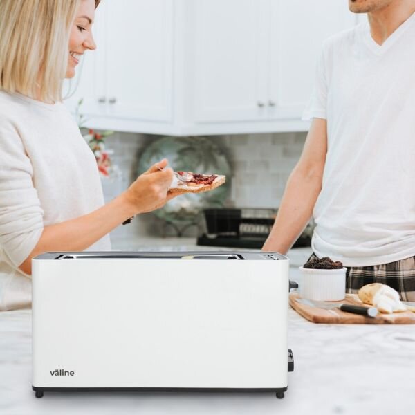 Velký topinkovač na 2 toasty Fletcher 900W funkce přihřátí a rozmrazení bílý 3 roky zár