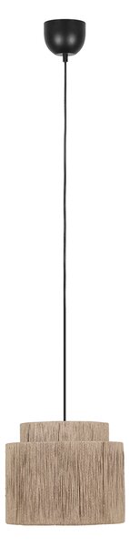 Závěsné svítidlo Japandi černé s hnědým lanem 31 cm - Smilla
